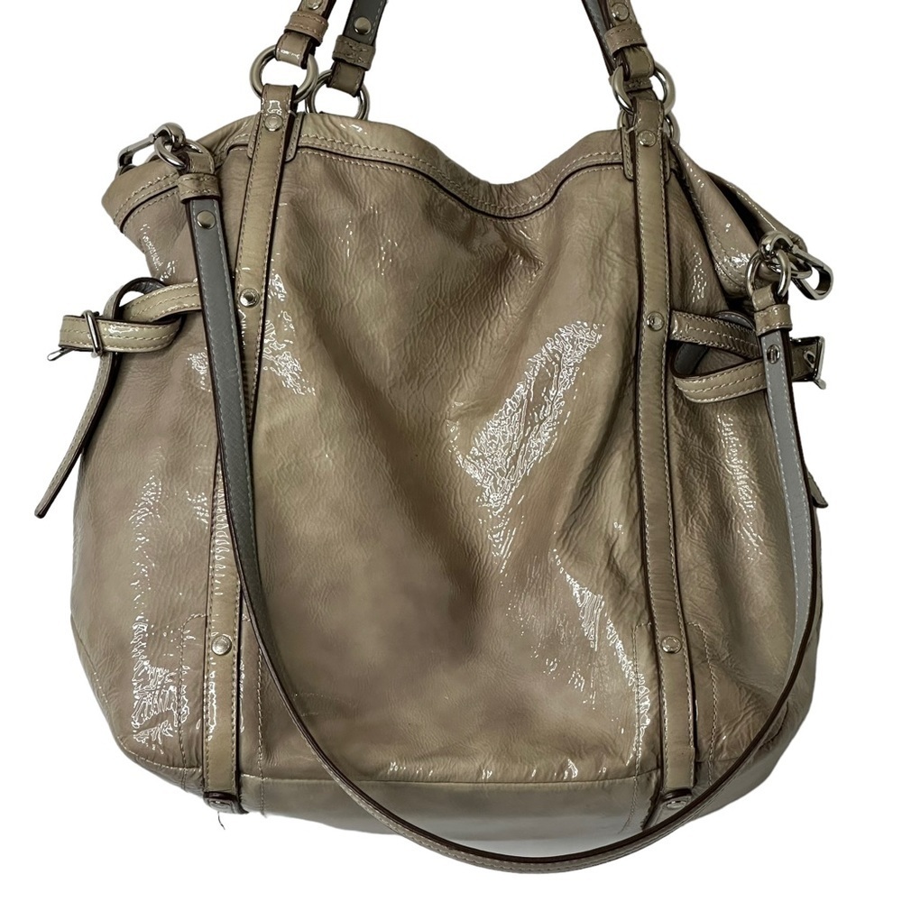 COACH Audrey Andie Large Patent Leather Cinched Tie Perforated Tote Bag - Picture 8 of 16